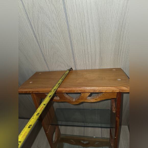 Vtg 80s Heart Design Carved Wood Wall Shelf W/Glass Inserts Farmhouse Coquette - Picture 6 of 8